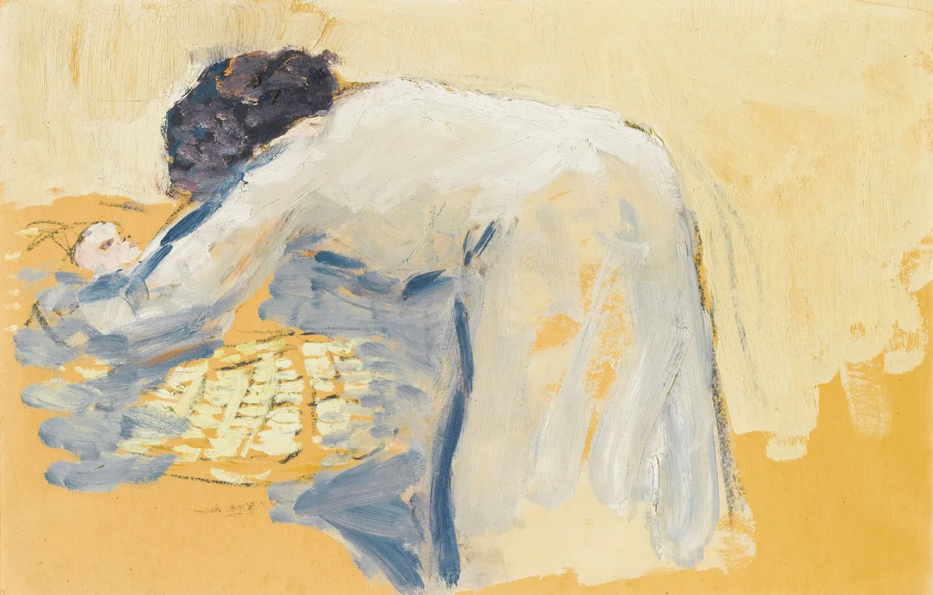 Photo wallpaper oil, Mother and child, Kees van Board., paper on canvas