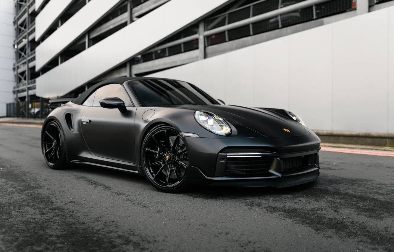 Photo wallpaper 911, Porsche, Black, Spyder, Side, Matt, Turbo S, VAG