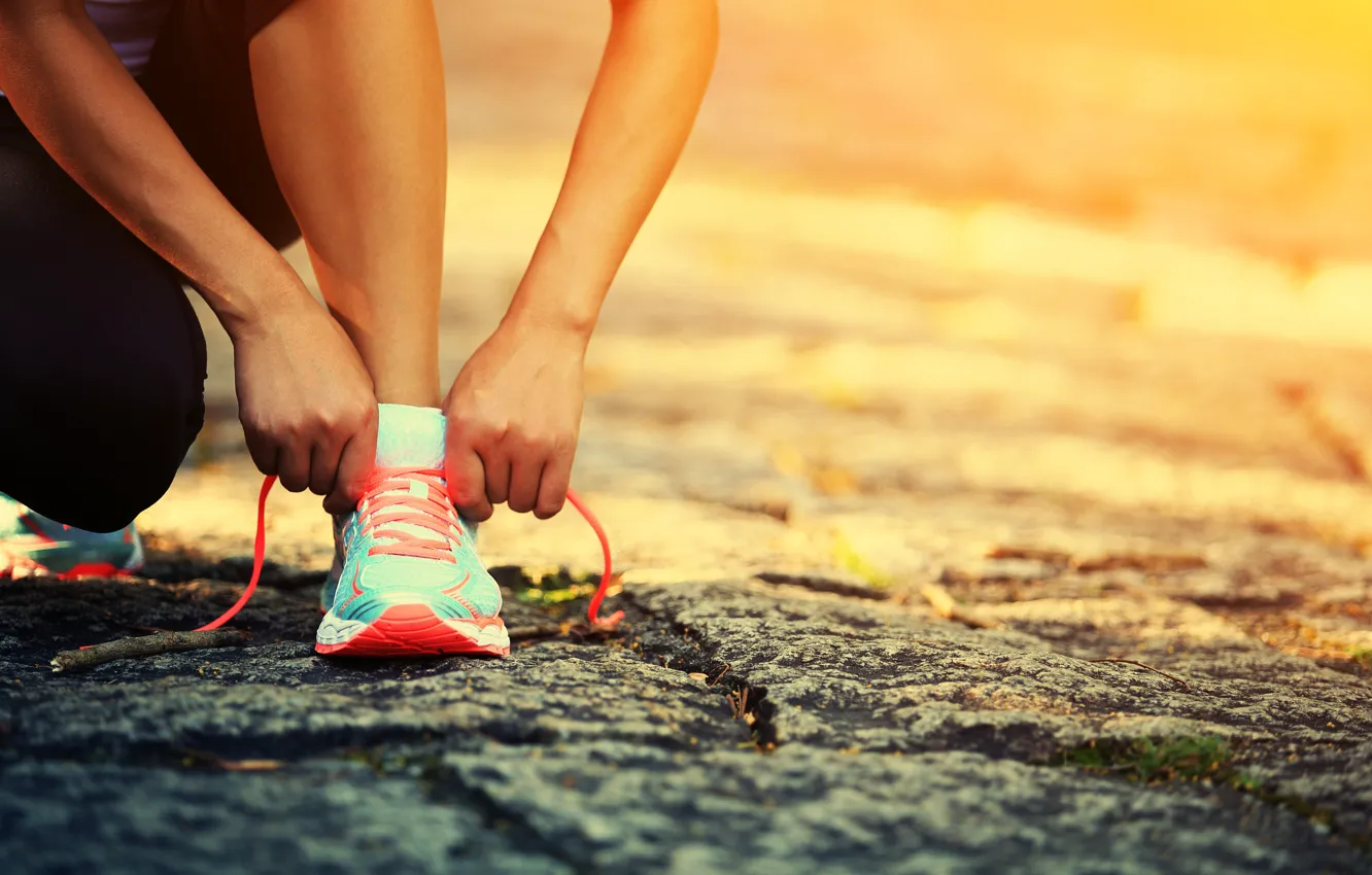 Photo wallpaper girl, sport, running, sneakers, training, active rest, sport-marathon