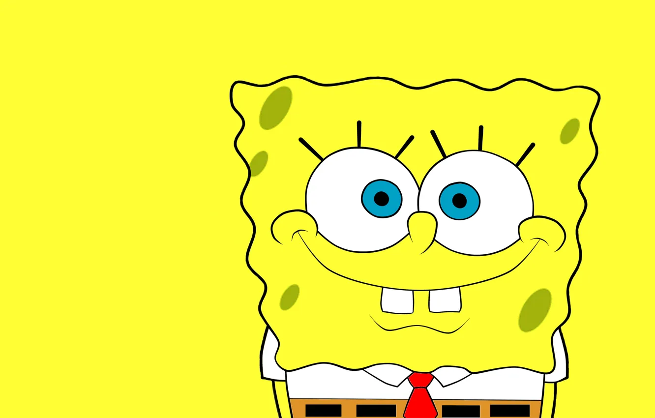 Photo wallpaper yellow, smile, SpongeBob SquarePants, Sponge Bob square pants
