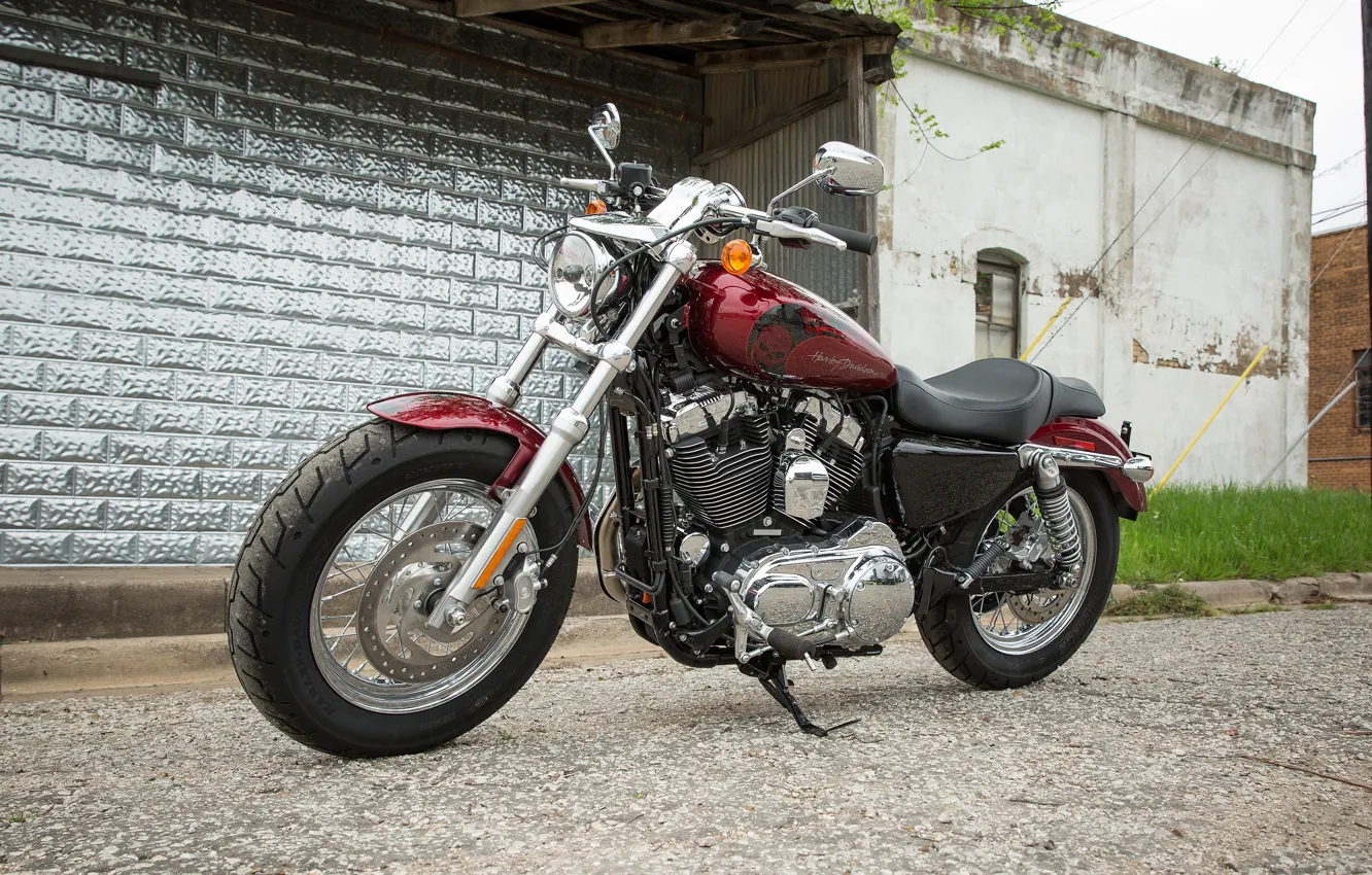 Photo wallpaper Bike, Motorcycle, Red., Harley-Davidson Sportster 1200 Custom