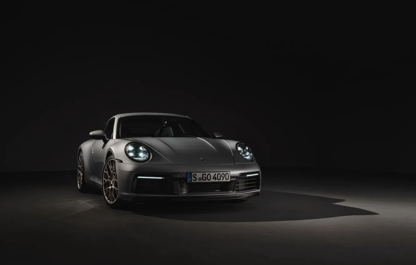 Photo wallpaper background, coupe, 911, Porsche, dark, Carrera 4S, 992, 2019