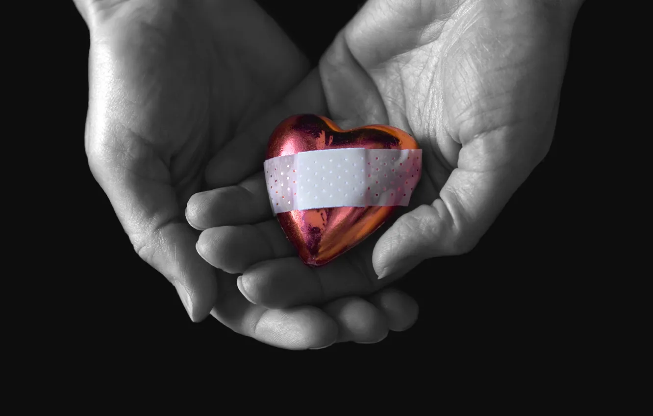 Photo wallpaper Love, Hands, Heart, The patch