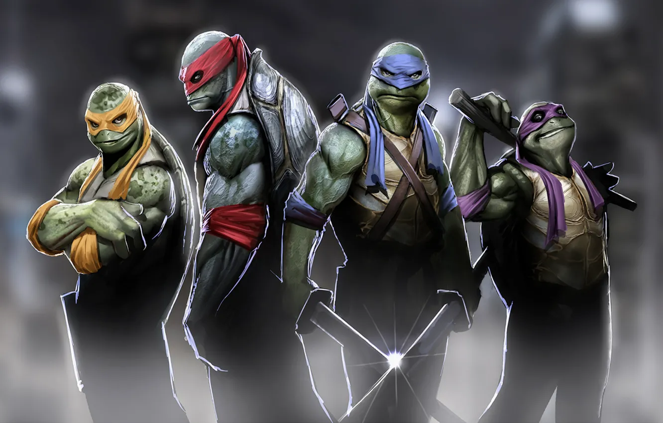 Photo wallpaper turtles, TMNT, Raphael, Leonardo, Donatello, Teenage Mutant Ninja Turtles, Michelangelo, ninja