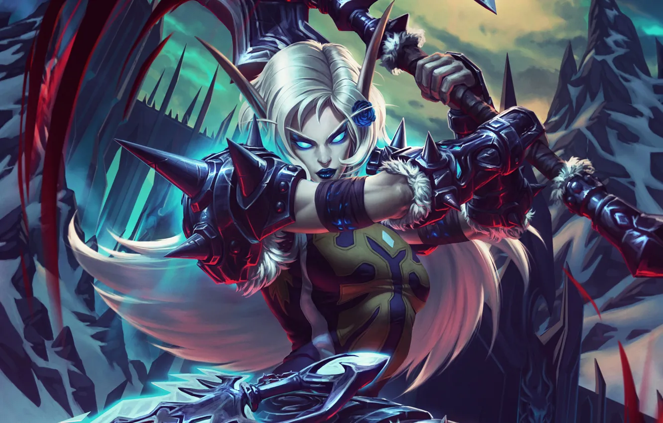 Photo wallpaper girl, elf, armor, girl, fantasy, Night Elf, armor, warcraft