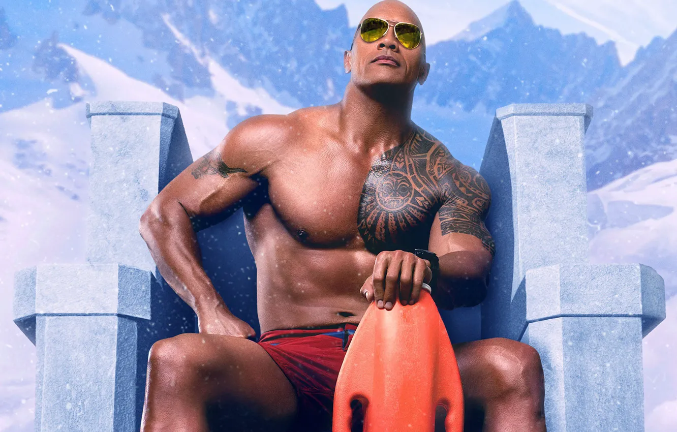 Photo wallpaper cinema, ice, man, movie, tatoo, Dwayne Johnson, film, chest