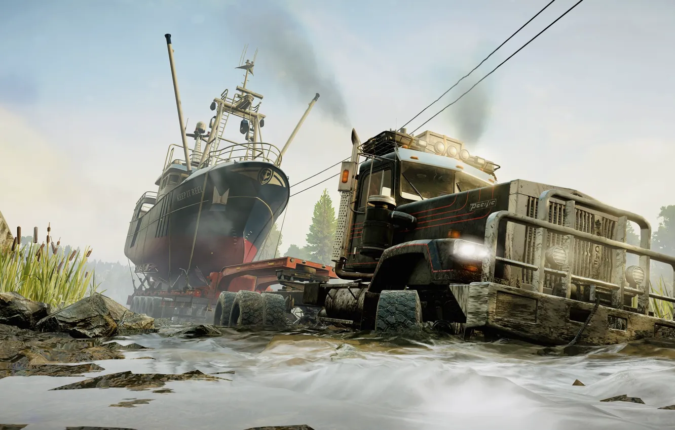Photo wallpaper HDR, Canada, Water, Game, Trailer, Boat, Mud, UHD