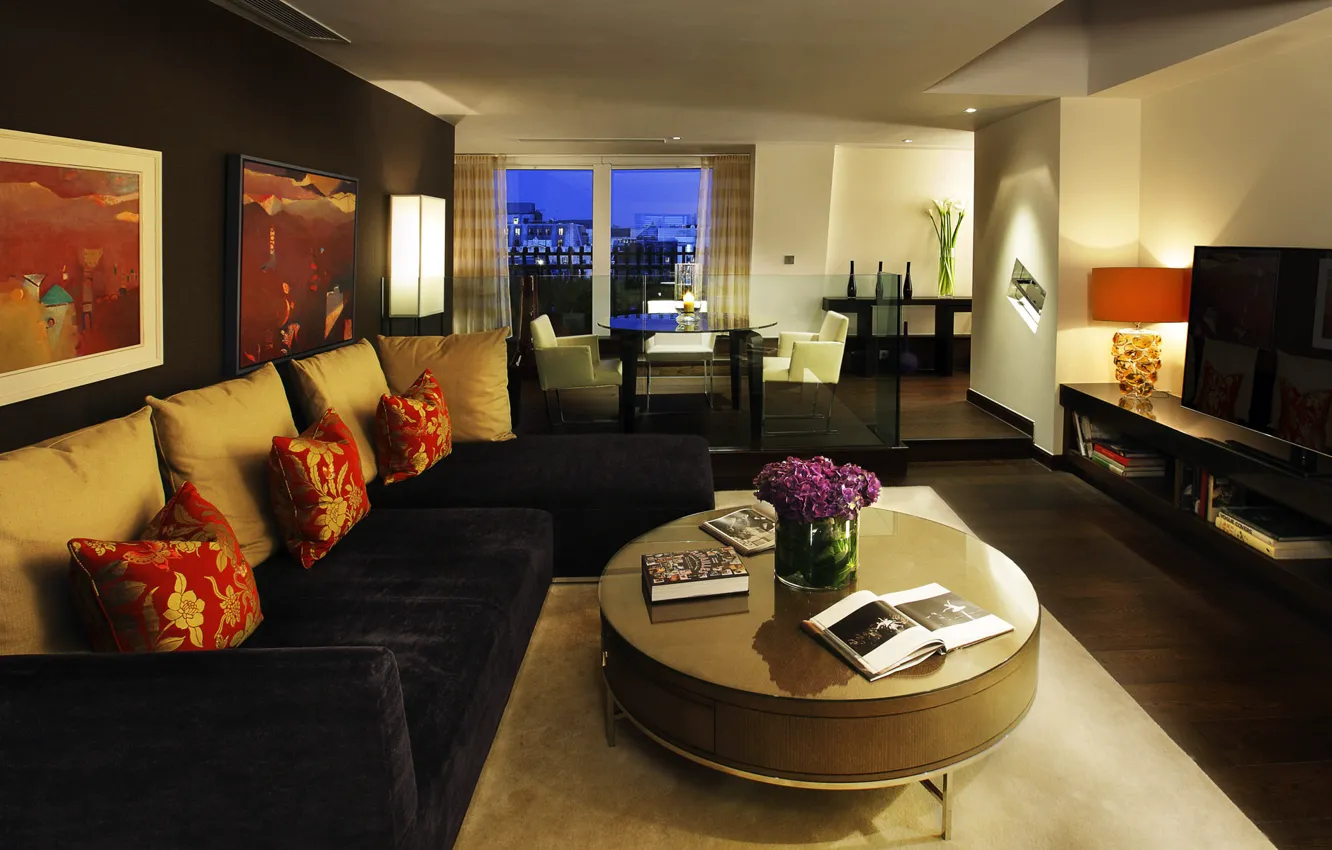 Photo wallpaper design, style, interior, city apartment, living space