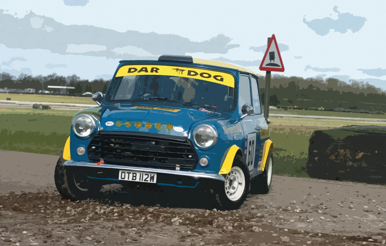 Photo wallpaper Blue, Mini Cooper, Photoshop, WRC, Rally, MINI, The front, Mini Cooper