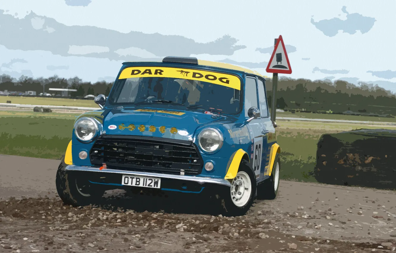 Photo wallpaper blue, Mini, Mini Cooper, Photoshop, WRC, the front, Rally, Mini Cooper
