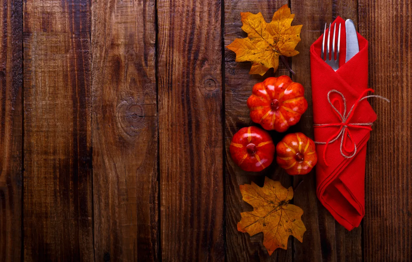 Photo wallpaper autumn, leaves, background, Board, colorful, pumpkin, maple, wood