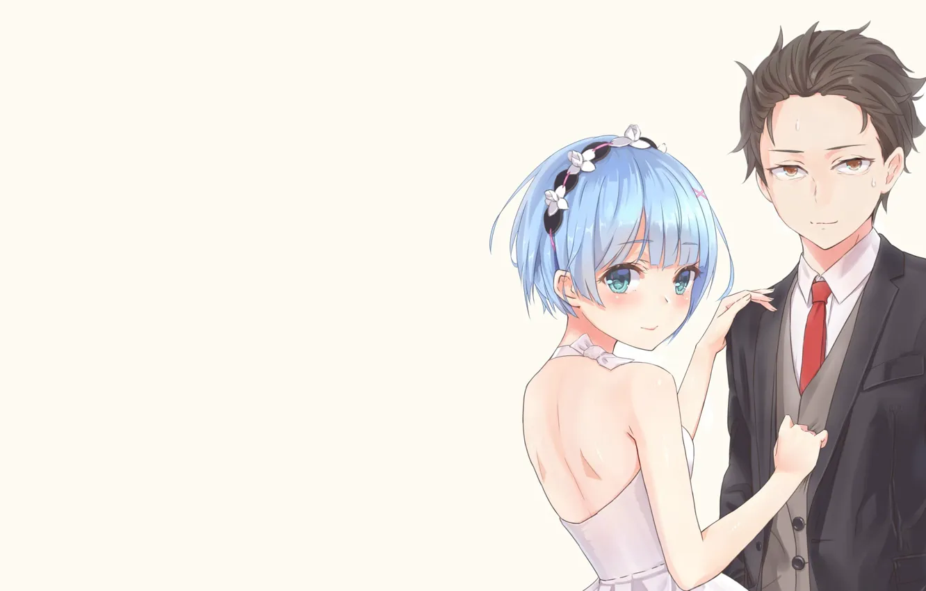 Photo wallpaper background, anime, art, Subaru, Re: Zero kara hajime chip isek or Seikatsu, From scratch, REM