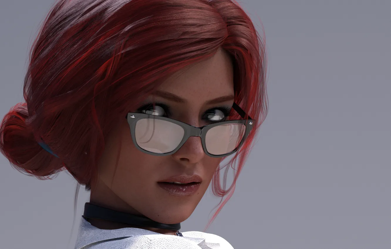 Photo wallpaper look, girl, face, glasses, the enchantress, triss merigold, The Witcher 3, Wild Hunt
