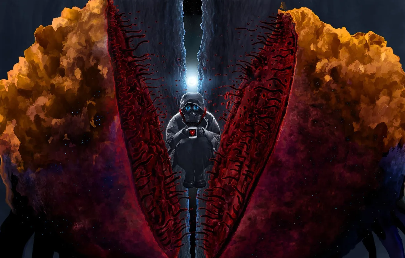 Photo wallpaper something, mutation, mask, art, mug, gas mask, hearts, sniper