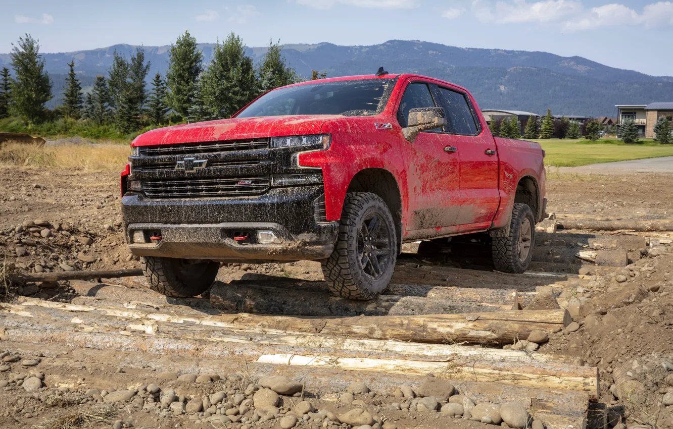 Photo wallpaper red, Chevrolet, pickup, Silverado, Z71, Trail Boss, 2019, Silverado LT