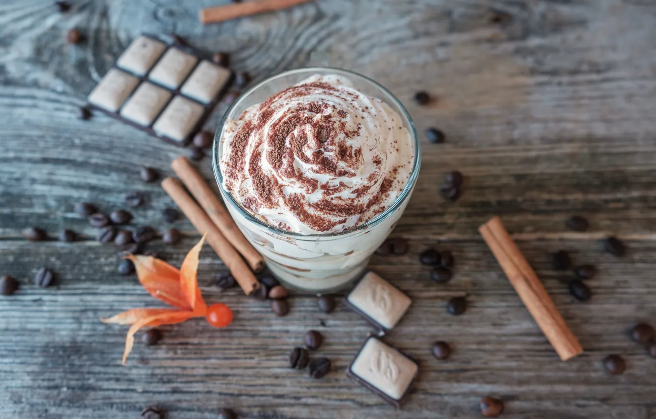 Photo wallpaper chocolate, cinnamon, dessert, coffee beans
