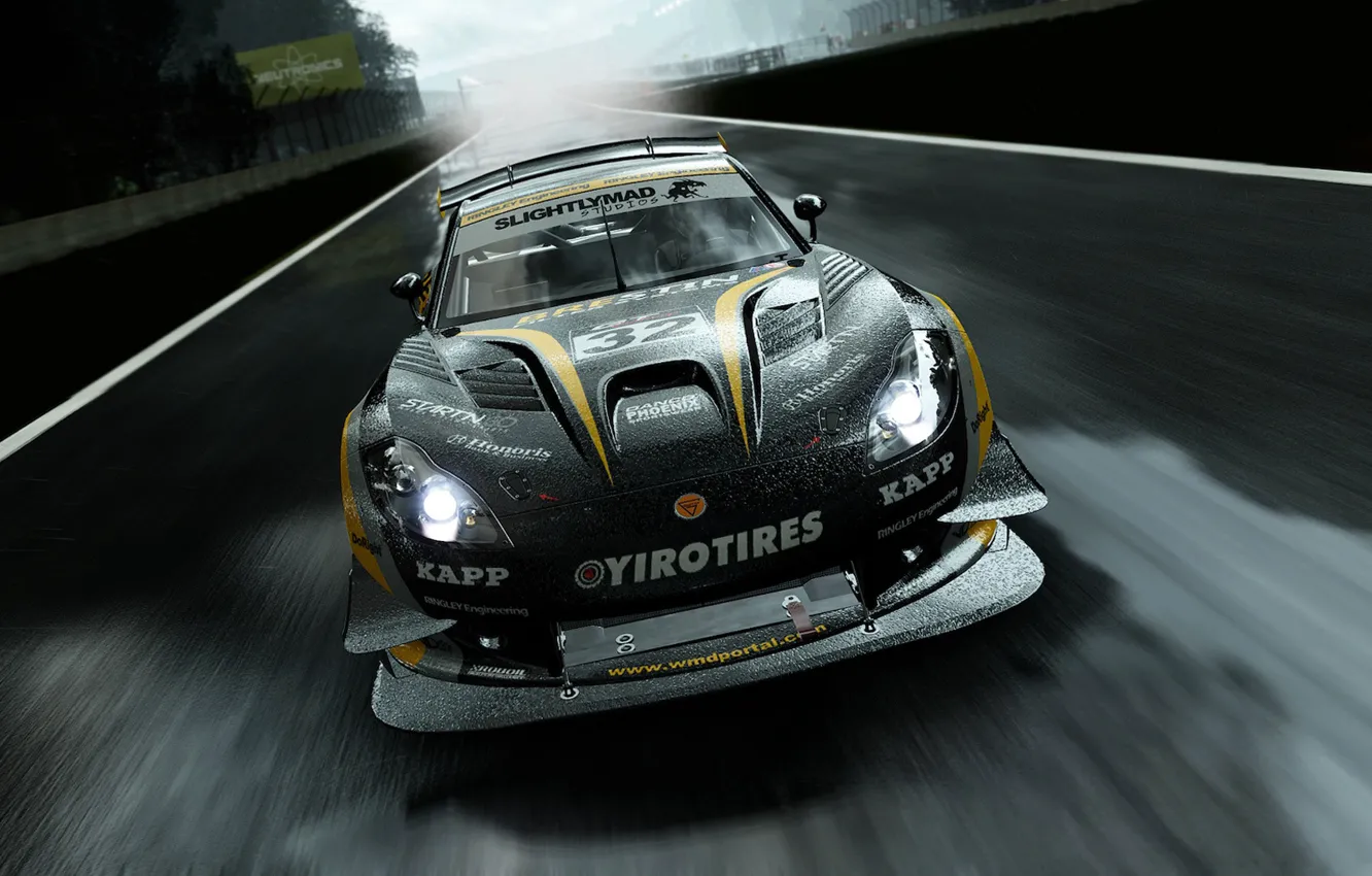 Photo wallpaper machine, rain, track, supercar, the project