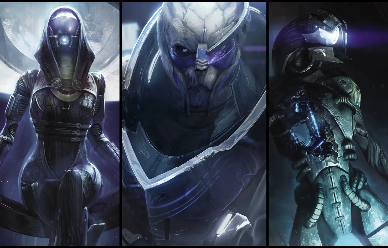 Photo wallpaper Mass Effect, Garrus, legion, Tali Zorah nar Rayya