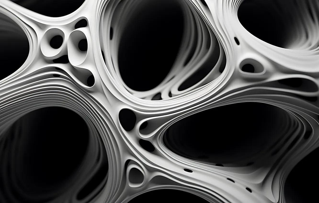 Photo wallpaper line, abstraction, black and white, abstract background, AI art, neural network