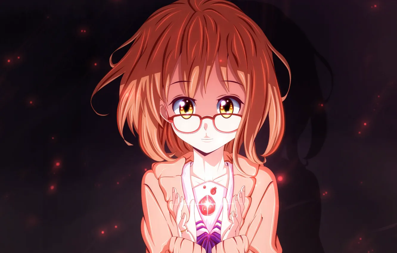 Photo wallpaper girl, magic, anime, art, glasses, beyond, kyoukai no kanata, mirai kuriyama