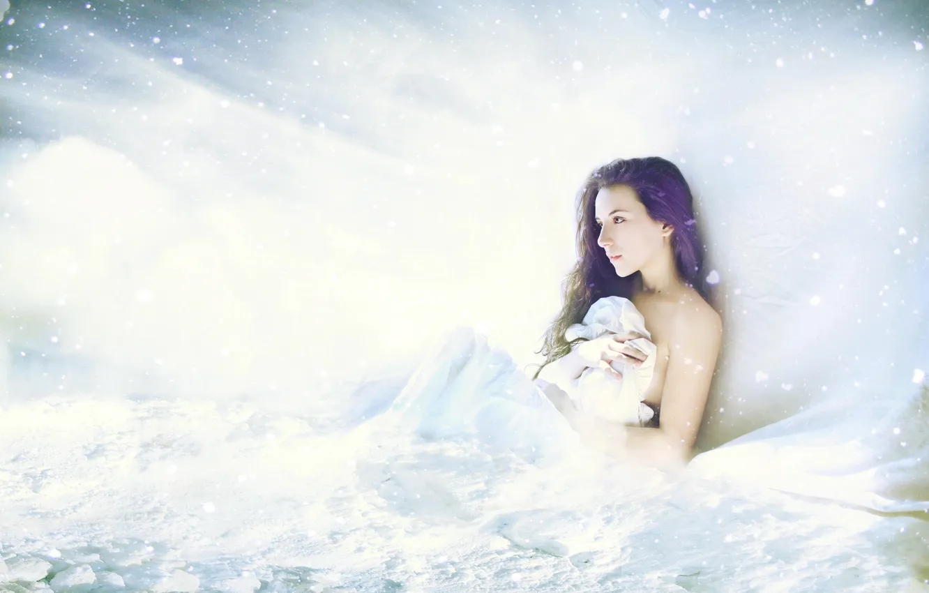 Photo wallpaper winter, girl, background