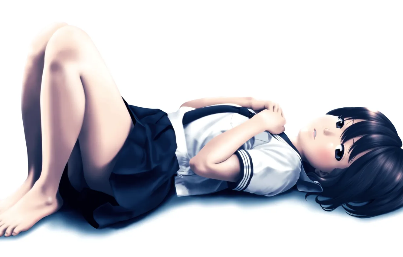 Photo wallpaper girl, lies, legs