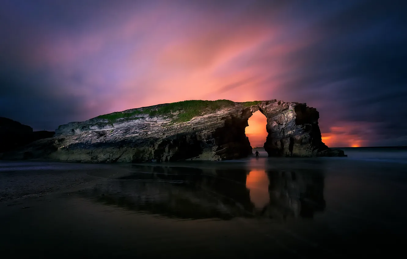 Photo wallpaper sea, night, shore