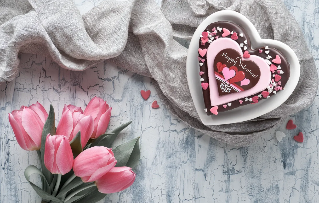 Photo wallpaper roses, bouquet, hearts, dessert, cake, Anya Ivanova
