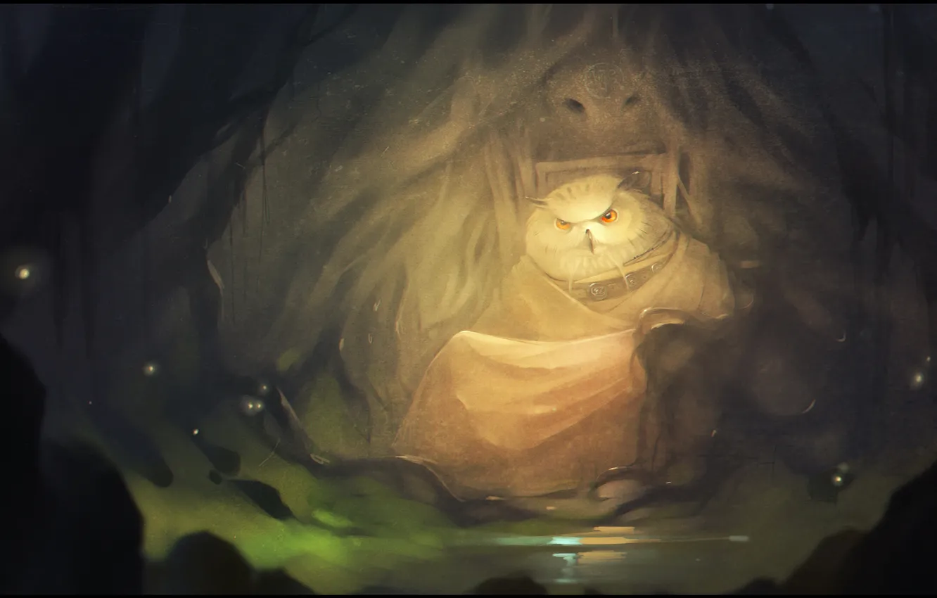 Photo wallpaper forest, owl, art, the throne