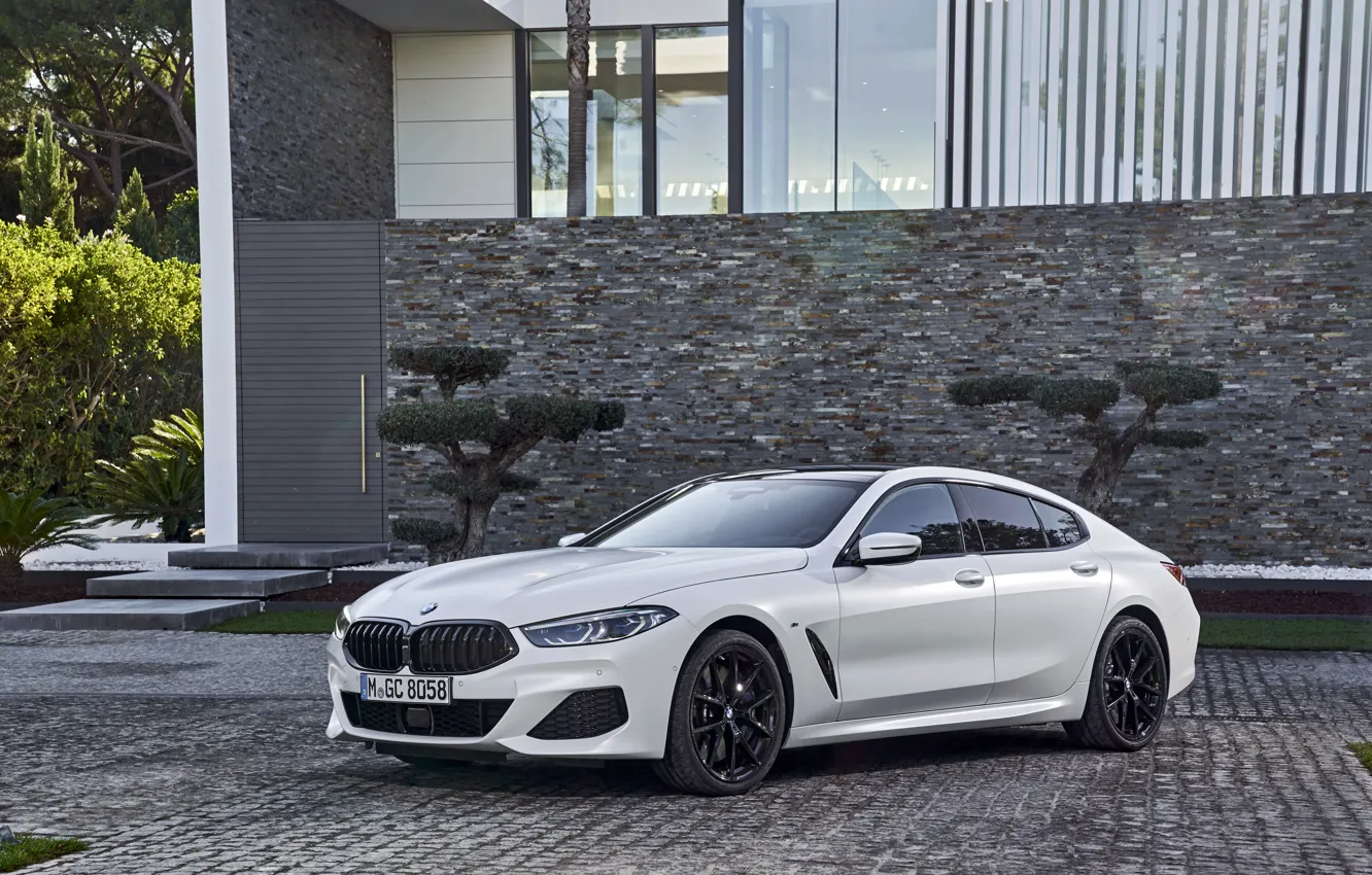 Photo wallpaper white, coupe, BMW, Gran Coupe, the house, 840i, 8-Series, 2019