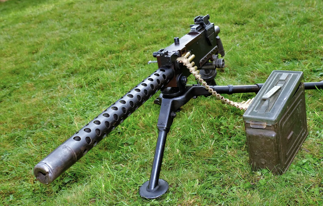 Photo wallpaper machine gun, easel, Browning M2
