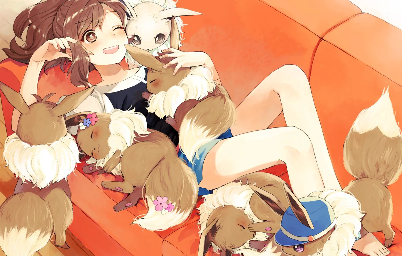 Photo wallpaper girl, pokemon, pokemon