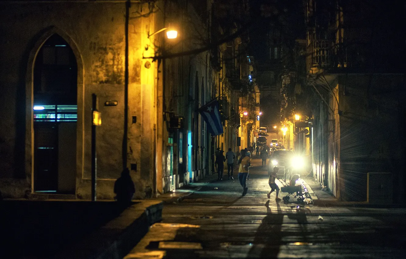 Photo wallpaper night, street, lights, Rashid Usmanov