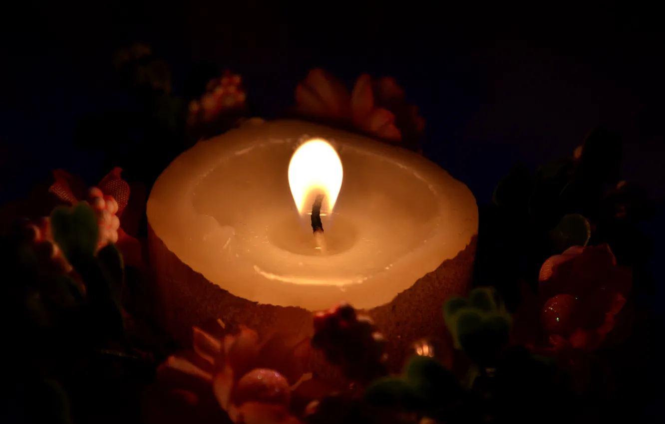 Photo wallpaper flowers, lights, flame, candles, wreath, candle