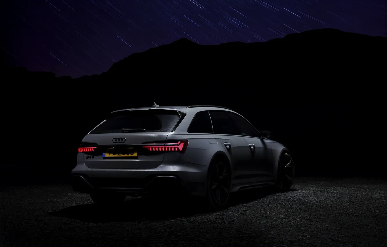 Photo wallpaper night, lights, Audi, back, universal, RS 6, 2020, 2019