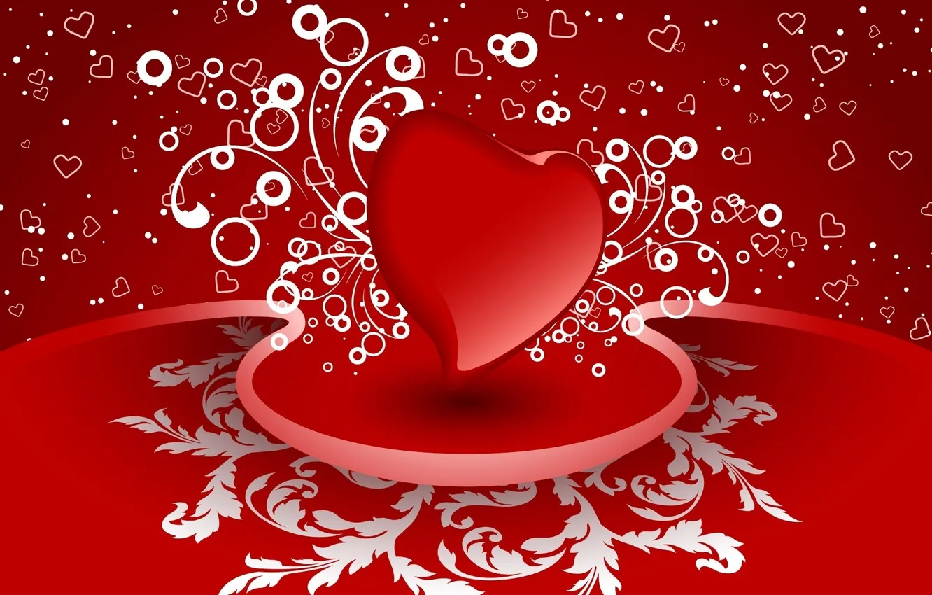 Photo wallpaper pattern, heart, heart, Red-white