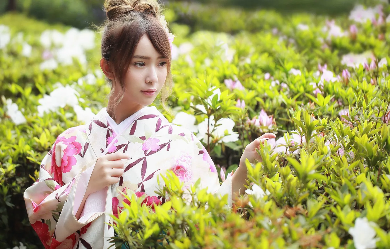 Photo wallpaper flowers, kimono, East, Brode十三