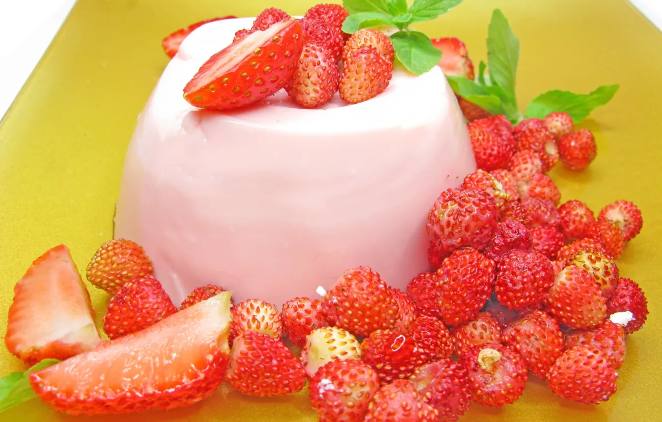 Photo wallpaper red, berries, background, Wallpaper, food, strawberry, wallpaper, dessert