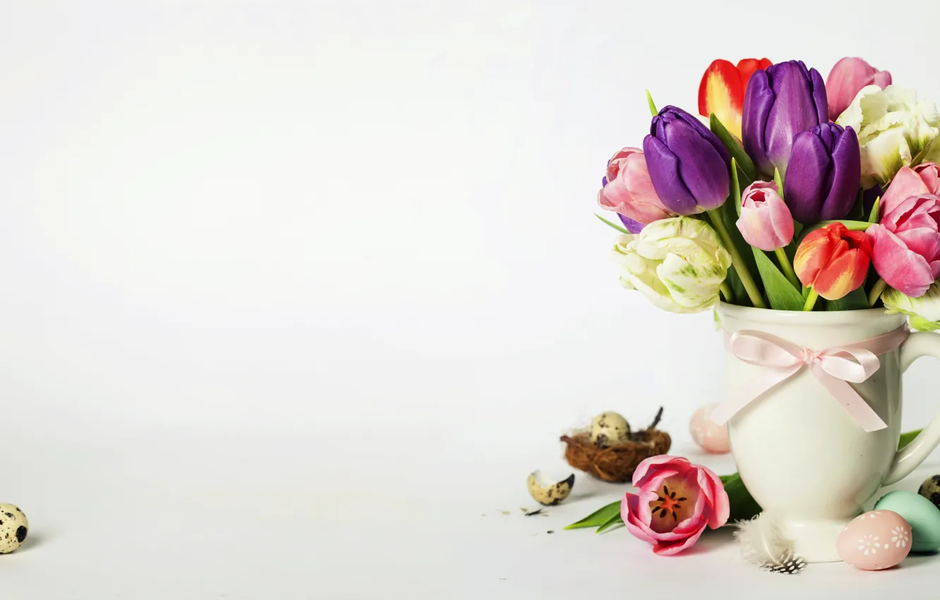 Photo wallpaper flowers, holiday, spring, Easter, vase, composition, Natalia Klenova