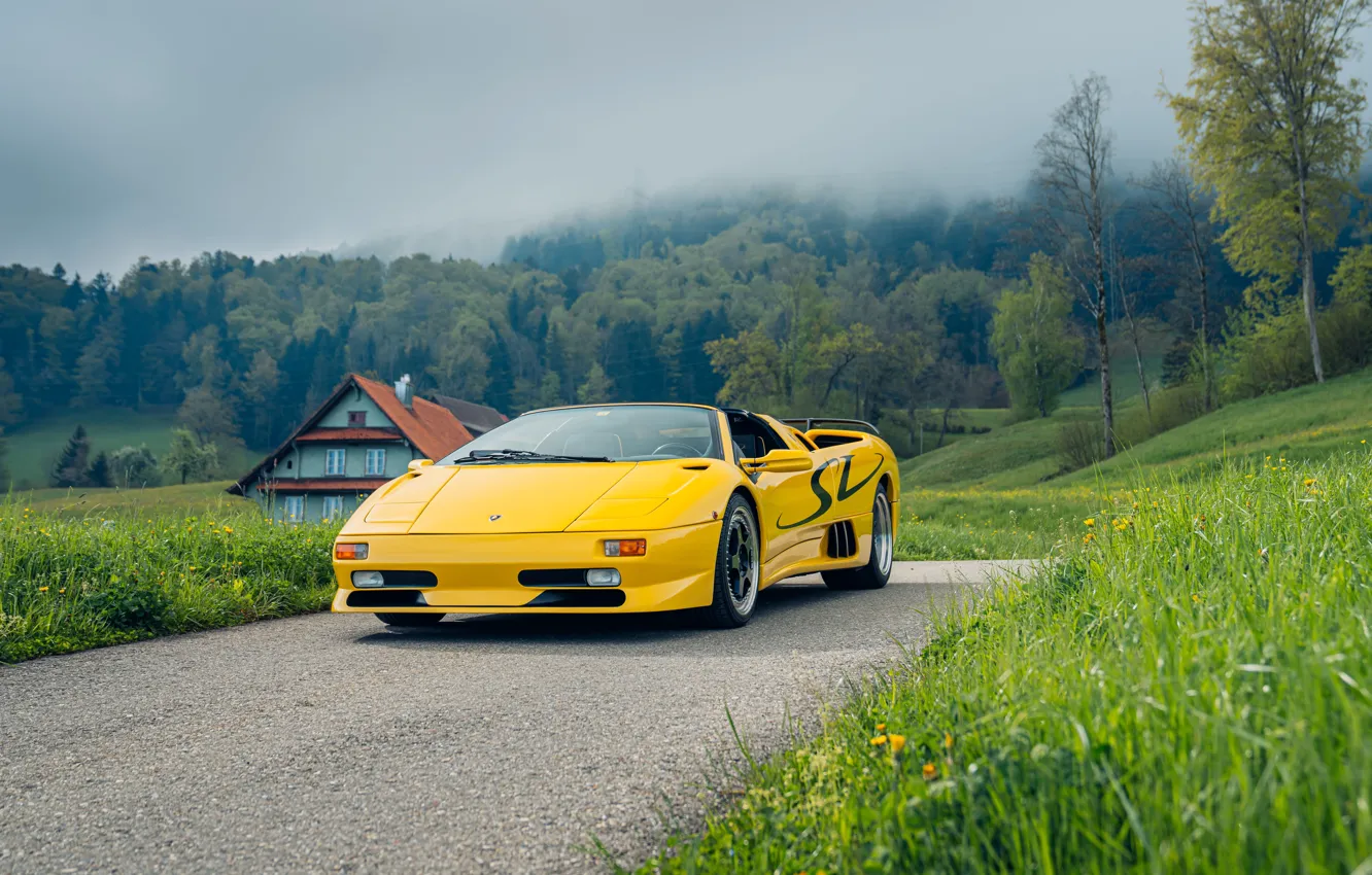 Photo wallpaper Lamborghini, Diablo, 1998, front view, Lamborghini Diablo SV Roadster