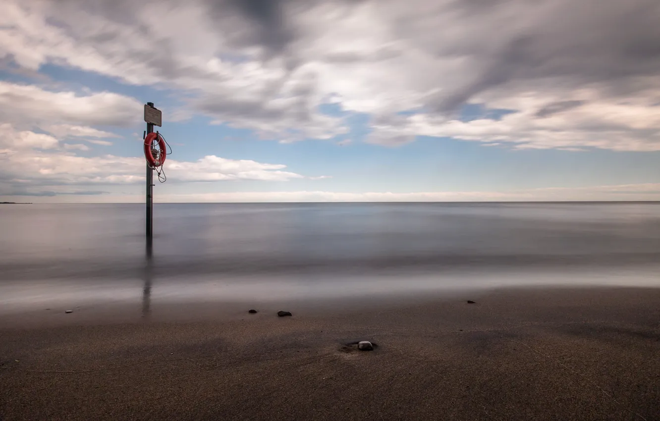 Photo wallpaper sea, shore, lifeline