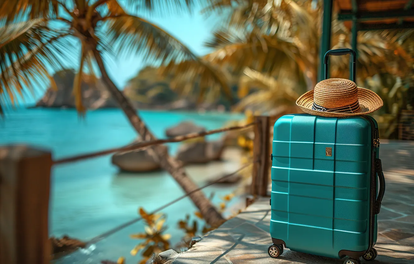 Photo wallpaper sea, beach, summer, stay, suitcase, summer, holidays, resort