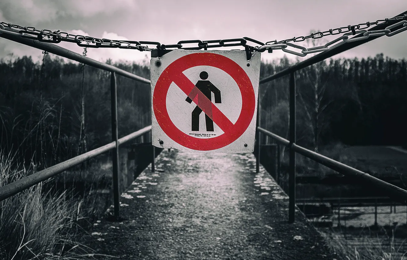 Photo wallpaper bridge, warning, danger