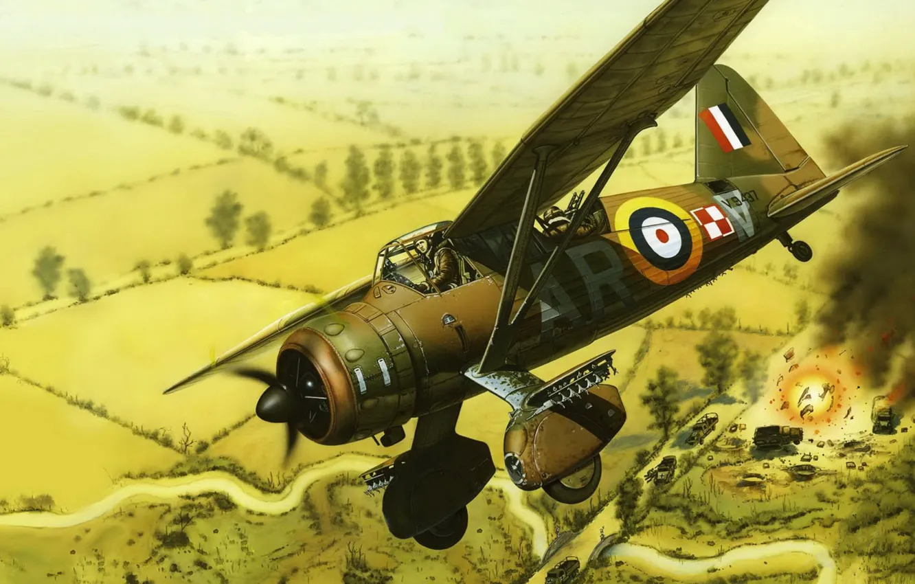 Photo wallpaper Mk. III, British light aircraft, Westland Lysander, interaction with land forces