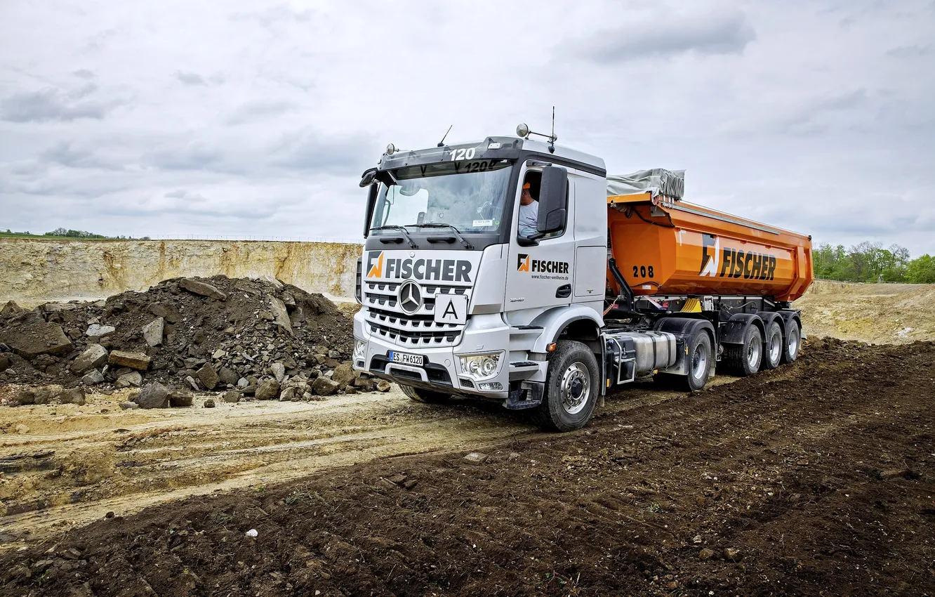 Photo wallpaper Mercedes-Benz, Truck, Mercedes, dump truck, 2015, machinery, Arocs