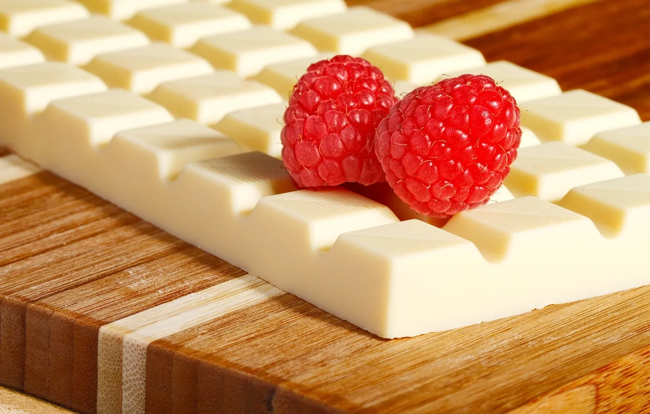 Photo wallpaper white, berries, raspberry, tile, chocolate