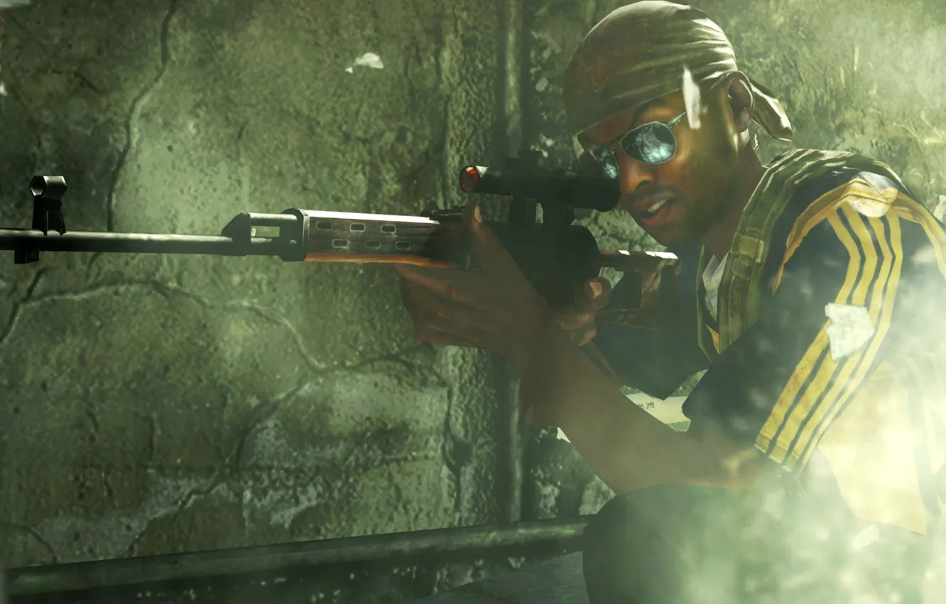 Photo wallpaper glasses, Call of Duty, sight, rifle, bandana, sniper, SVD, optical