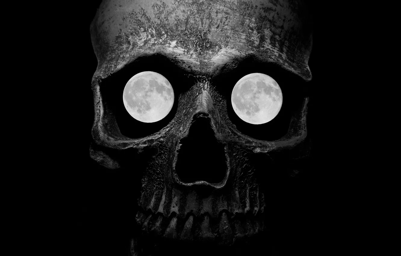 Photo wallpaper death, the moon, skull, satellite