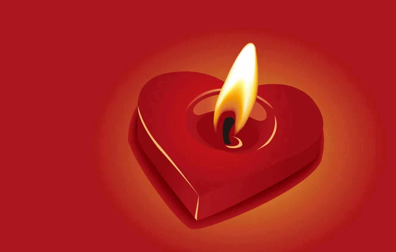 Photo wallpaper heart, candle, Valentine's Day