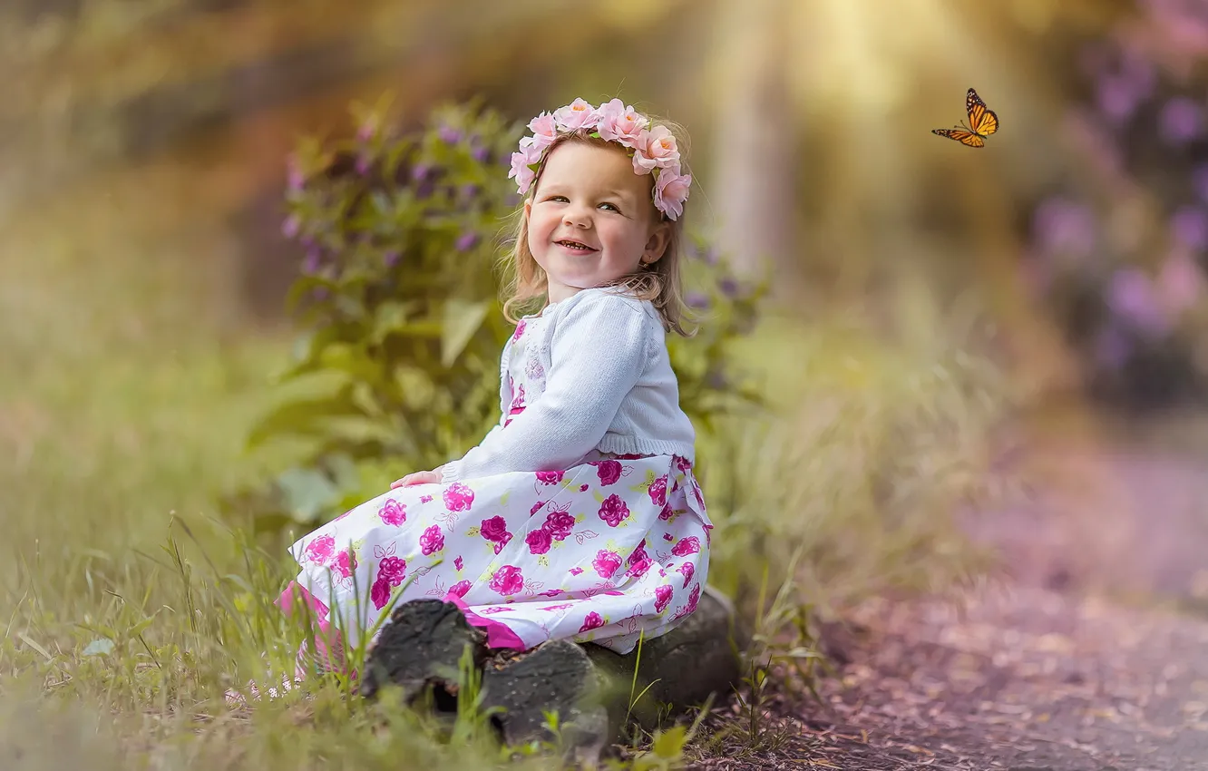 Photo wallpaper mood, butterfly, girl